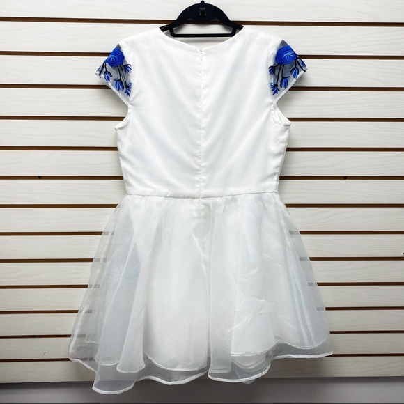 Chi Chi London White Dress with Blue Flowers - Picture 2 of 8